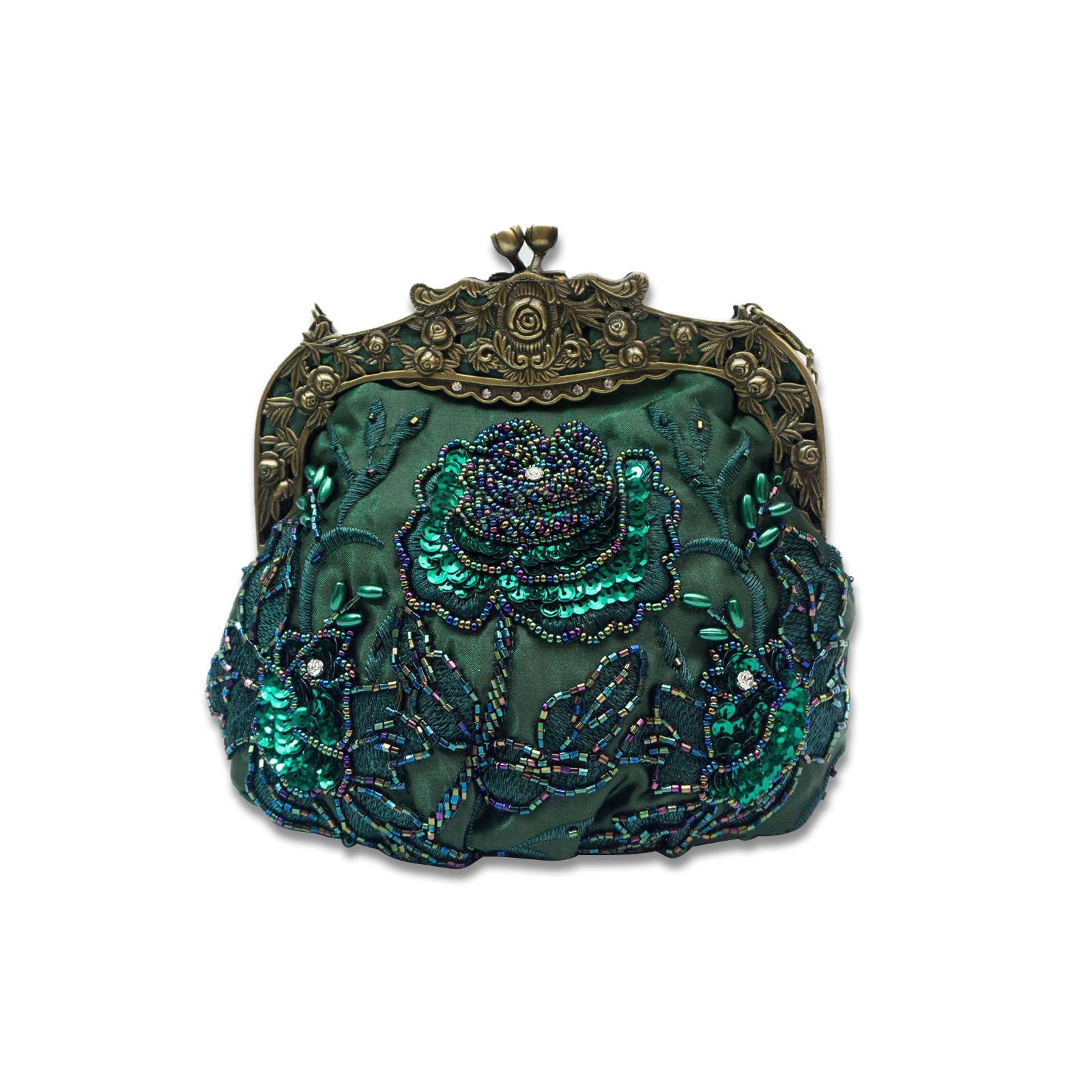 CORIOS Vintage 1920s Beaded Evening Bag Pearl Clutch Bag for Women Bridal Wedding Purse Sequin Rhinestone Handbag