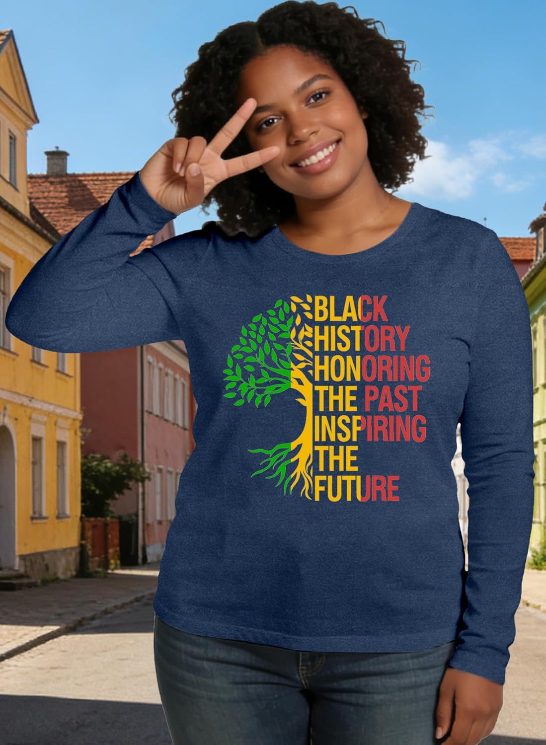 Black History Shirts for Women Black History Month Long Sleeve T-Shirt African American Tee Tops - Image 4
