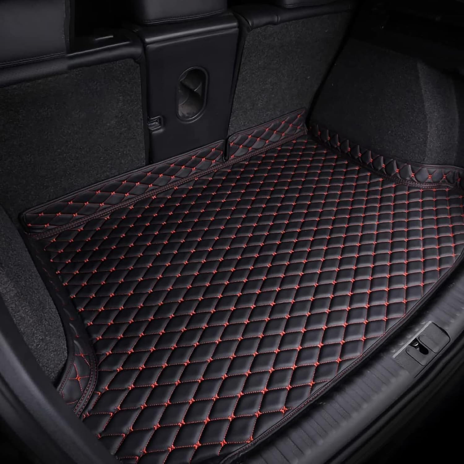 Auto Pelle Tappetino Bagagliaio per Mercedes Benz Classe Clase A Klasse A Class W177 2018-2022,Protezione Auto Vasca Baule Tappeto,AntiGraffio Baule Tappeto Protettivo Interni,C/BlackRed