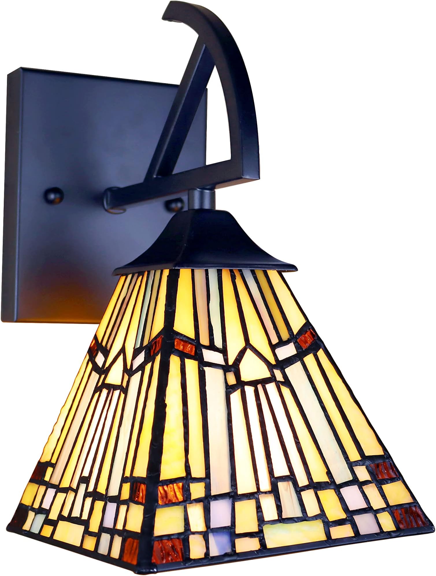 CHLOE Lighting GRAHAM Tiffany-style 1 Light Mission Indoor Wall Sconce 12
