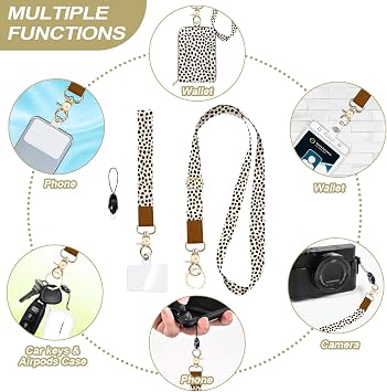 bolimoss 水玉ストラップ IDバッジ付き かわいいバッジホルダー&ランヤードウォレット RFIDレディースキーチェーンウォレット ジッパーポーチ付き クレジットカードホルダー Breawaway Phone リストネックストラップ キーネームタグ用