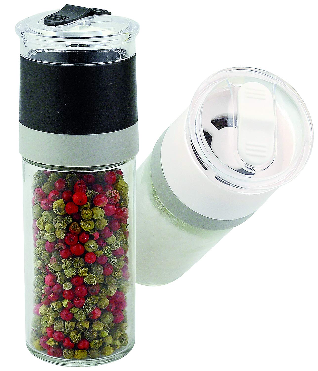 Red Butler Glass Salt & Pepper Grinder with Ceramic Blades | Adjustable Fine & Coarse Grind | See-Through Top for Easy Monitoring | Flip Open for Fresh Dispensing | Durable & Stylish Design