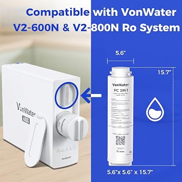 V2 Series PC Replacement Filter, for V2-600N and V2-800N Tankless Under Sink Reverse Osmosis System, 12 Month Lifetime, NSF/ANSI 372 Certified