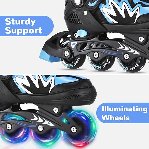 Miniatura 3 de TOMSHOO Adjustable Inline Skates for Kids Outdoor Roller Skates with Full Light Up Wheels Fun Illuminating Skates for Girls and Boys Gift