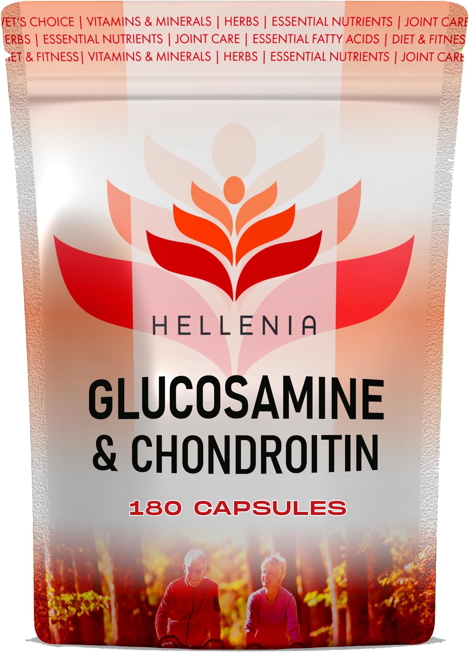 Glucosamine and Chondroitin High Strength - 180 Capsules | Premium Glucosamine Supplement with Chondroitin Sulphate | Joint Care Supplement Made in The UK by Hellenia