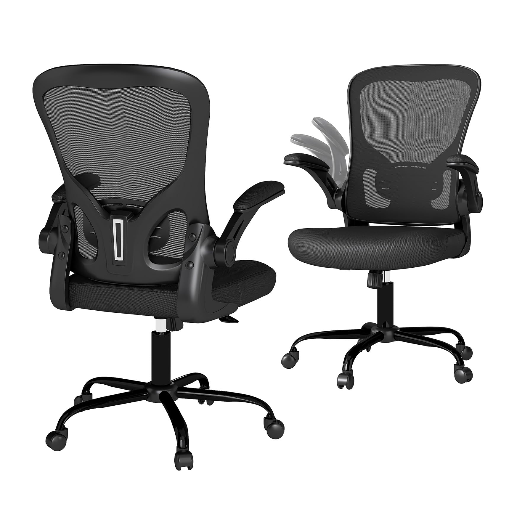 Youhauchair Krzesło biurowe, oddychające obrotowe krzesło biurowe, ergonomiczne krzesło biurowe, krzesło komputerowe z podnoszonymi podłokietnikami, czarne