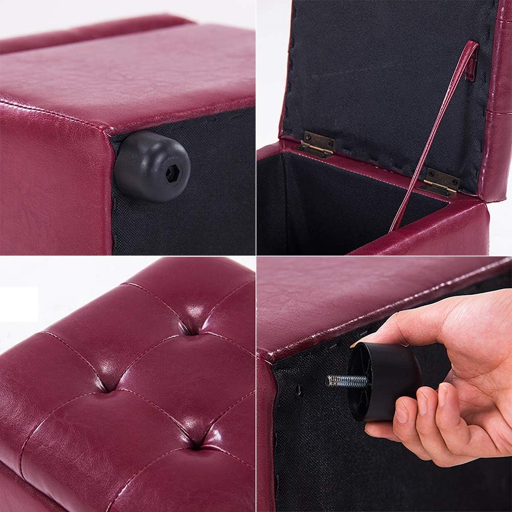 Storage Stool Foldable Faux Leather Storage Ottoman,Cube Footstool Footstool with Storage Storage Box Toy Box Shoe Change Stool E 35x35x35cm /766