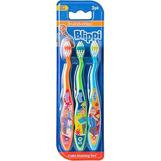 Brush Buddies Blippi Kids Toothbrushes, Manual Toothbrushes for Kids, Toothbrush for Toddlers 2-4 Years, Blippi Childrens Toothbrush, Soft Toothbrushes, 3 Count