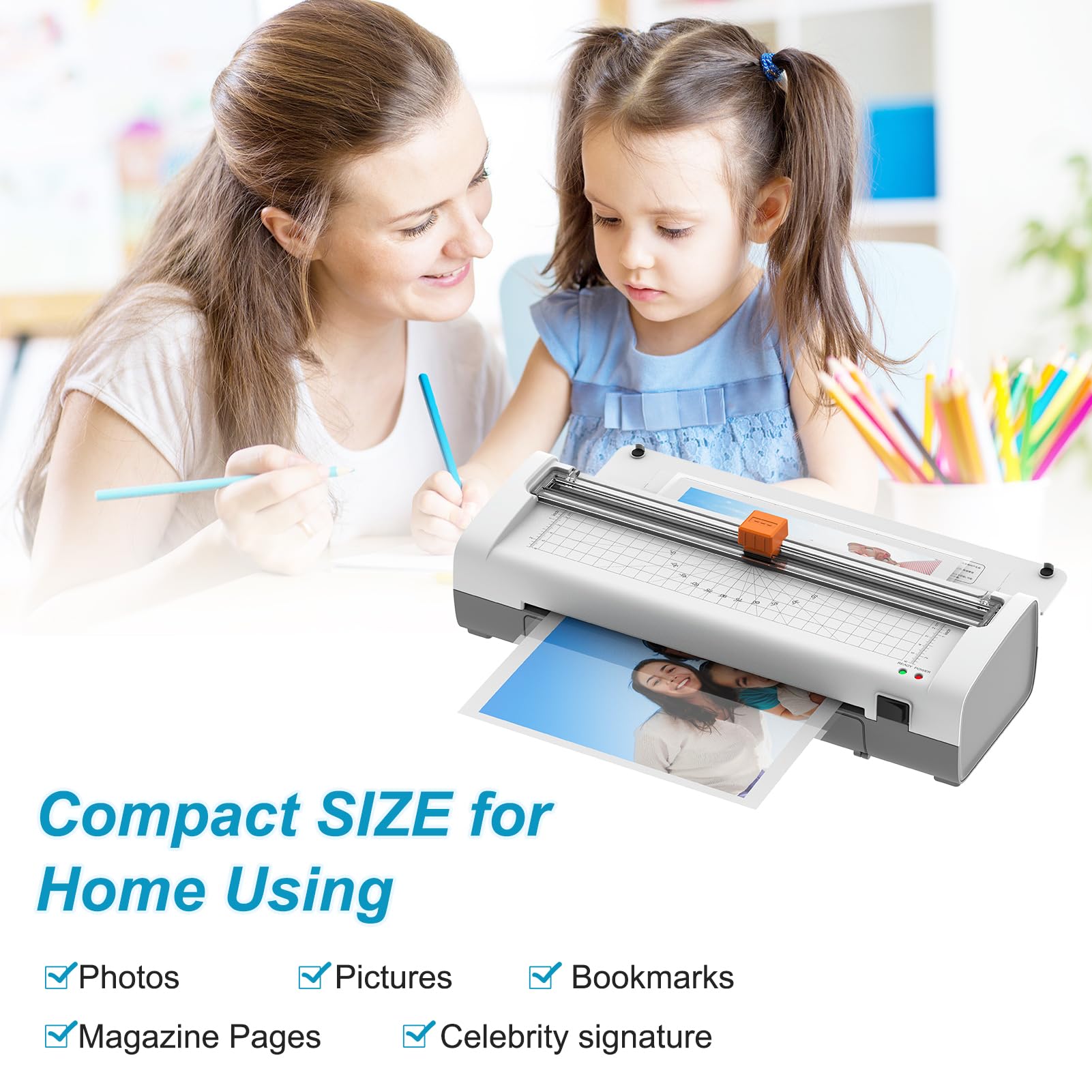 9-calowy laminator termiczny o szerokości wejściowej 230 mm, SL389 Desktop 2-rolkowa maszyna do obróbki na gorąco i na zimno z przycinarką papieru, dziurkaczem i zaokrąglarką