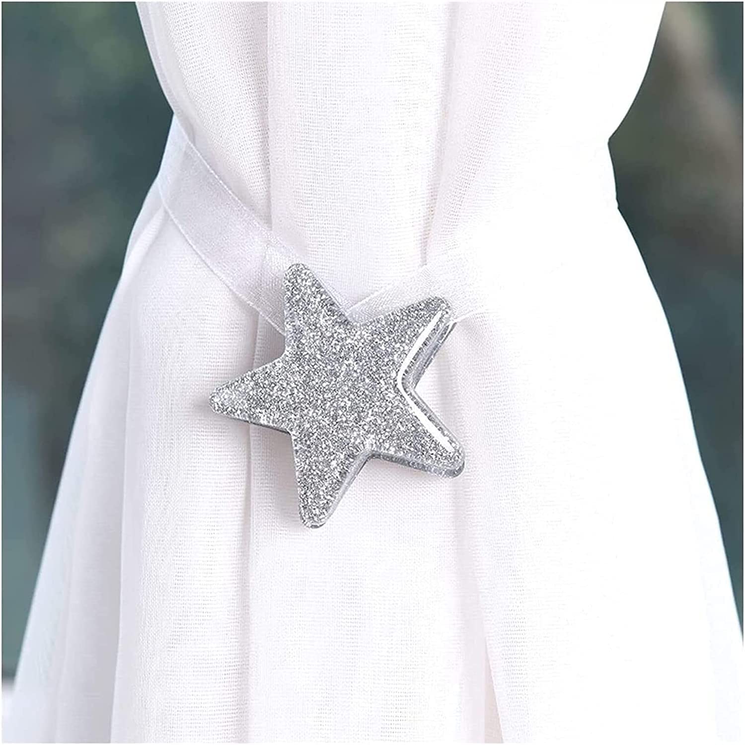 4PCS Star-style Acrylic Magnet Curtain Buckle No Need To Install For Home Textiles Home Decoration Curtain Accessories (Color : Pink) zhengyali (Color : Silver)
