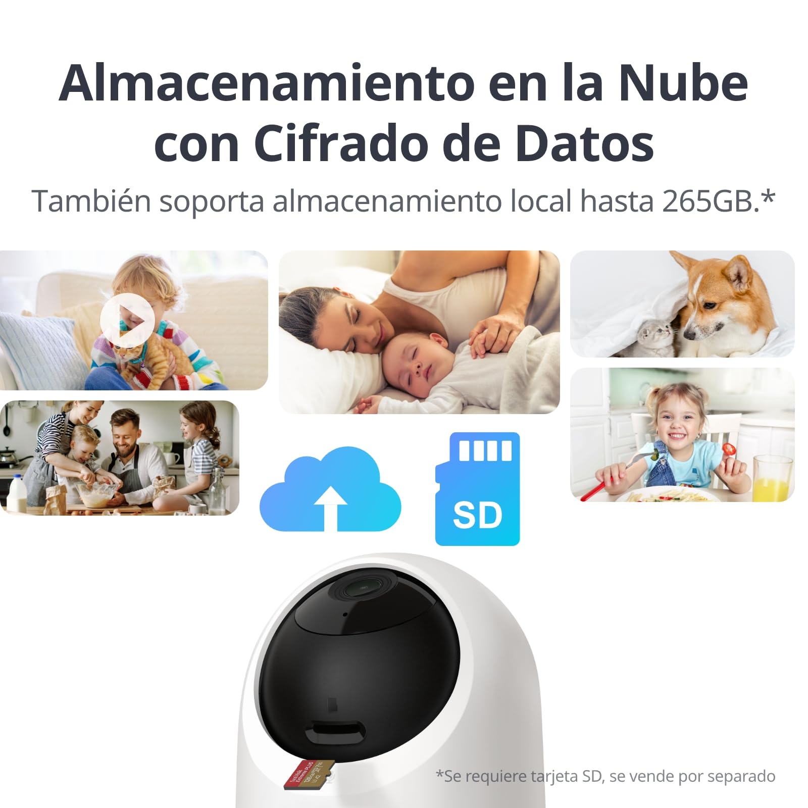 SwitchBot Cámara de seguridad para el hogar, 5 MP, Pan/Tilt Kam 3K Super HD, 2,4 GHz, WiFi para monitor de bebé/cámara de animales, seguimiento de movimiento de 360°, humano/animal AI, modo privado