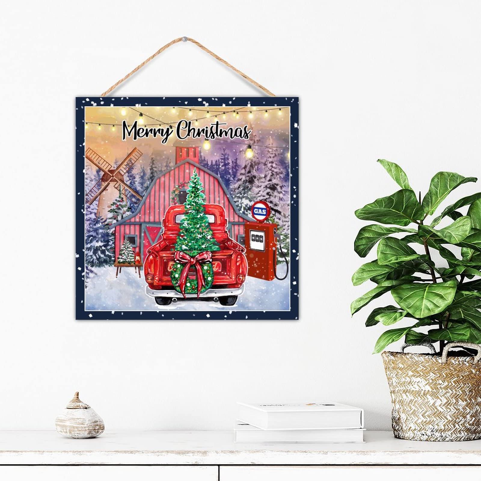 Panneau en bois vieilli rétro 2022 de Noël vintage pour décoration murale