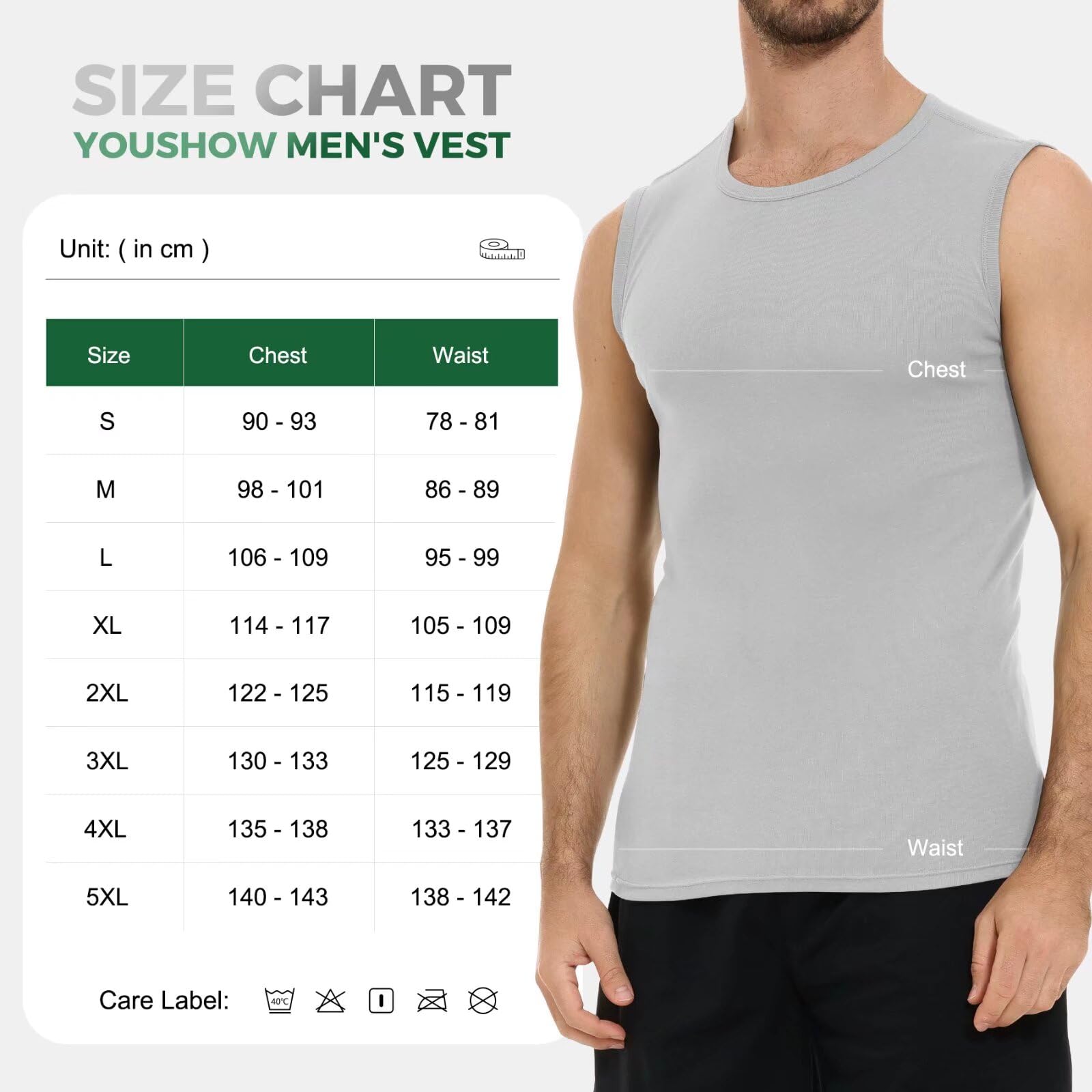 YouShow Confezione da 3 Canottiere da Uomo, 100% Cotone, Senza Maniche, con Scollo Rotondo
