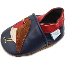 Dotty Fish Soft Sole Leather Baby & Toddler Shoes Barefoot Feel Crib Shoes for Boys & Girls, Lightweight, Flexible, Non-Slip, Elasticated Ankles, Podiatry Approved, 05 Years