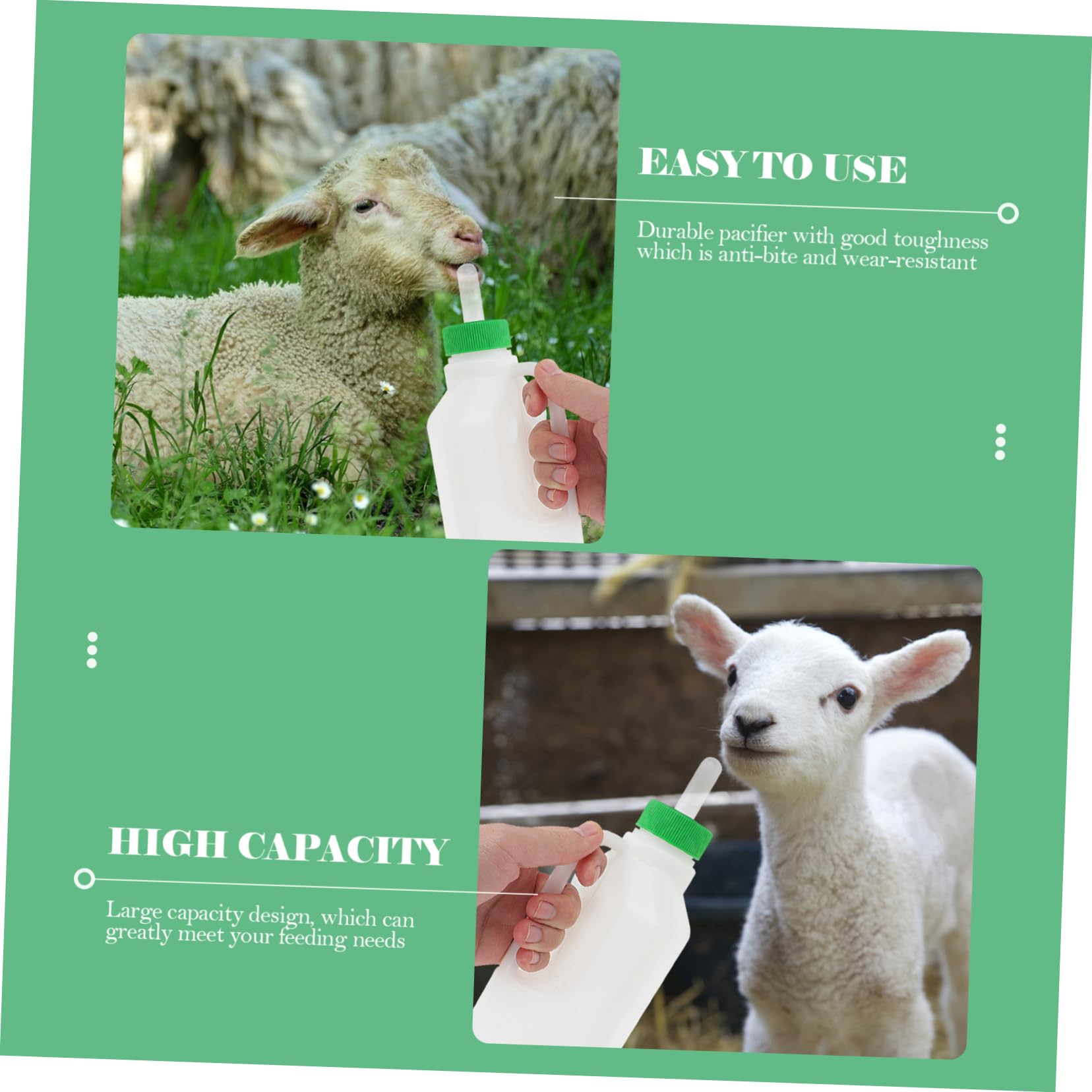 VICASKY 850ml Lamb Feeding Bottles with 4 Nipples Animal Nursing Tools for Small Animals Ideal for Lambs and Farm Livestock Feeding