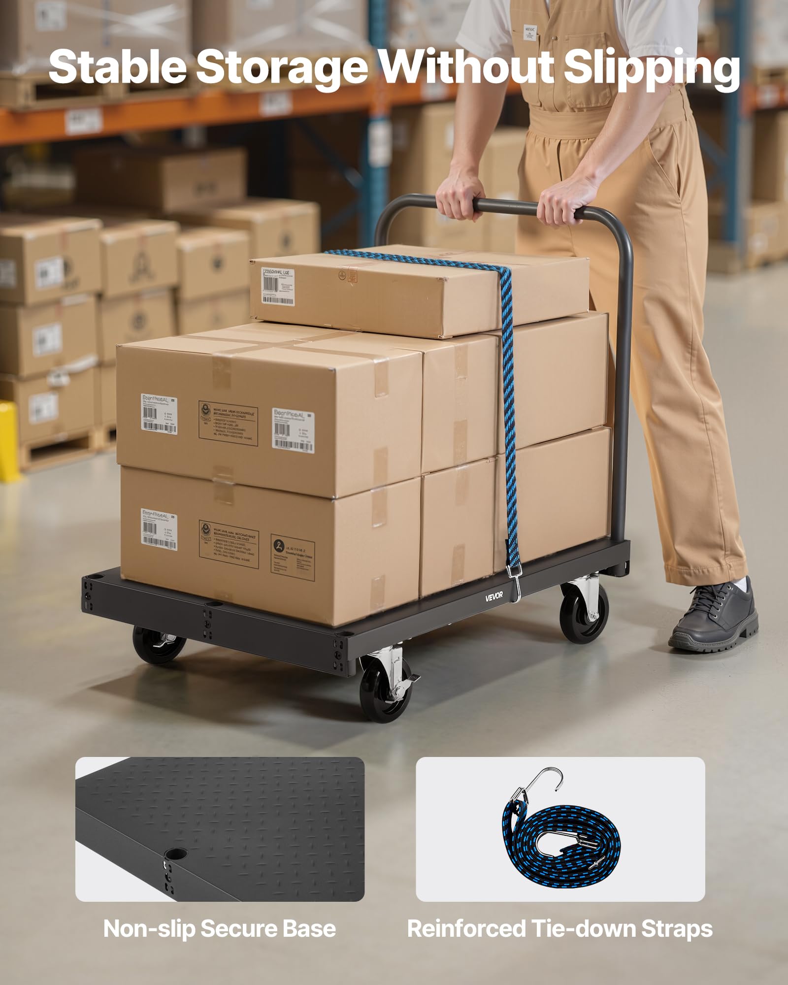 VEVOR Carro Portaplatos, Carga 816 kg, 2 en 1, Ruedas Giratorias 360°, Rodillo Portaplatos, 4 Pasamanos Laterales, Negro, 914 x 610 x 858 mm
