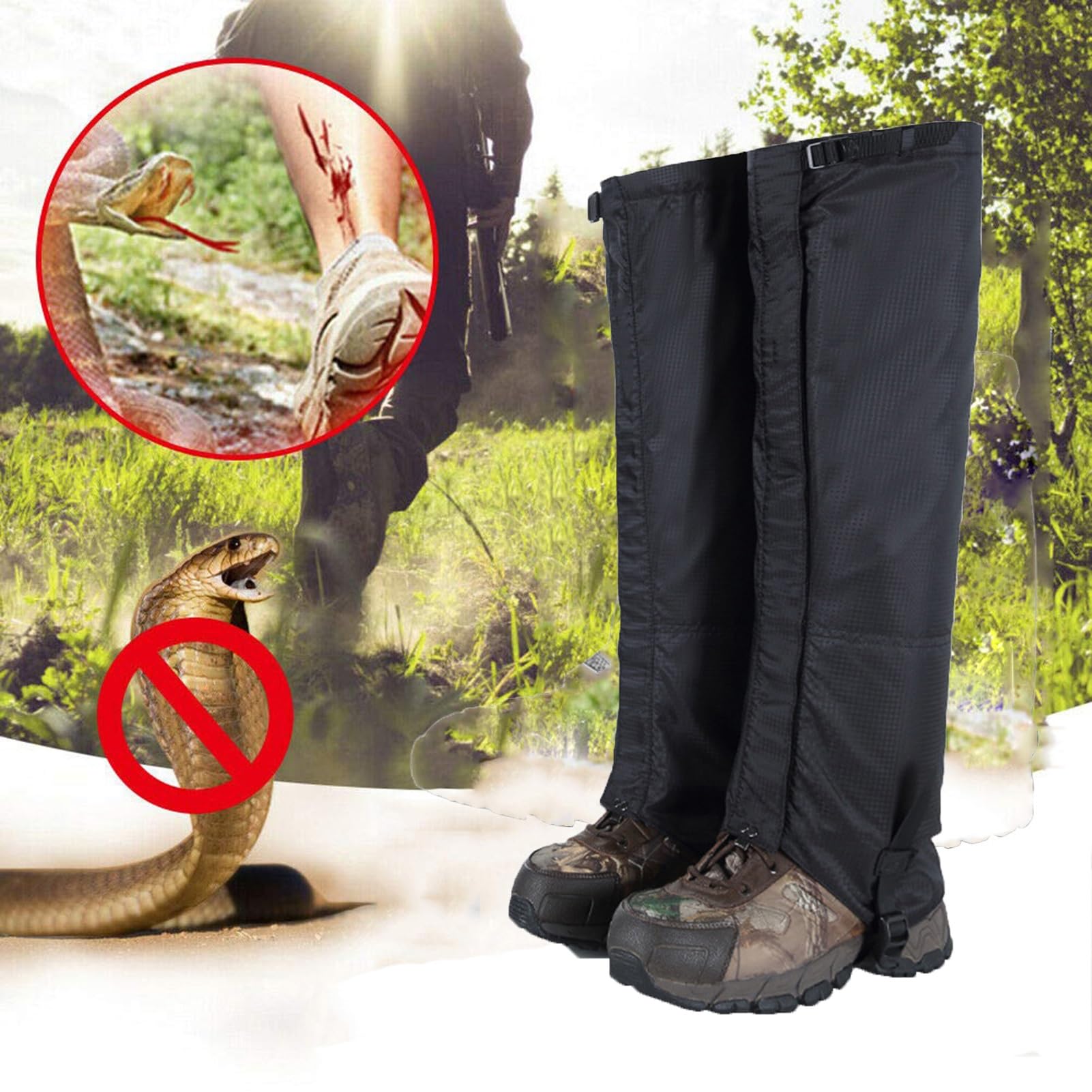 Guêtres de Jambe, avec Sangles réglables Villus, Couvre-Chaussures d'extérieur, adaptées à l'escalade, au Ski, au vélo, à la Chasse, à la randonnée et à la Raquette