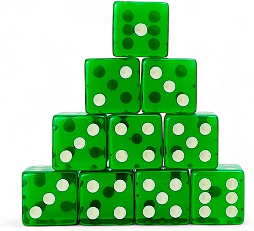 Miniatura 43 de Luck Lab Paquete de 10 dados de 0.748 in – Dados acrílicos y translúcidos D6, cuadrados con borde redondeado para casino, dados, RPG MTG DND