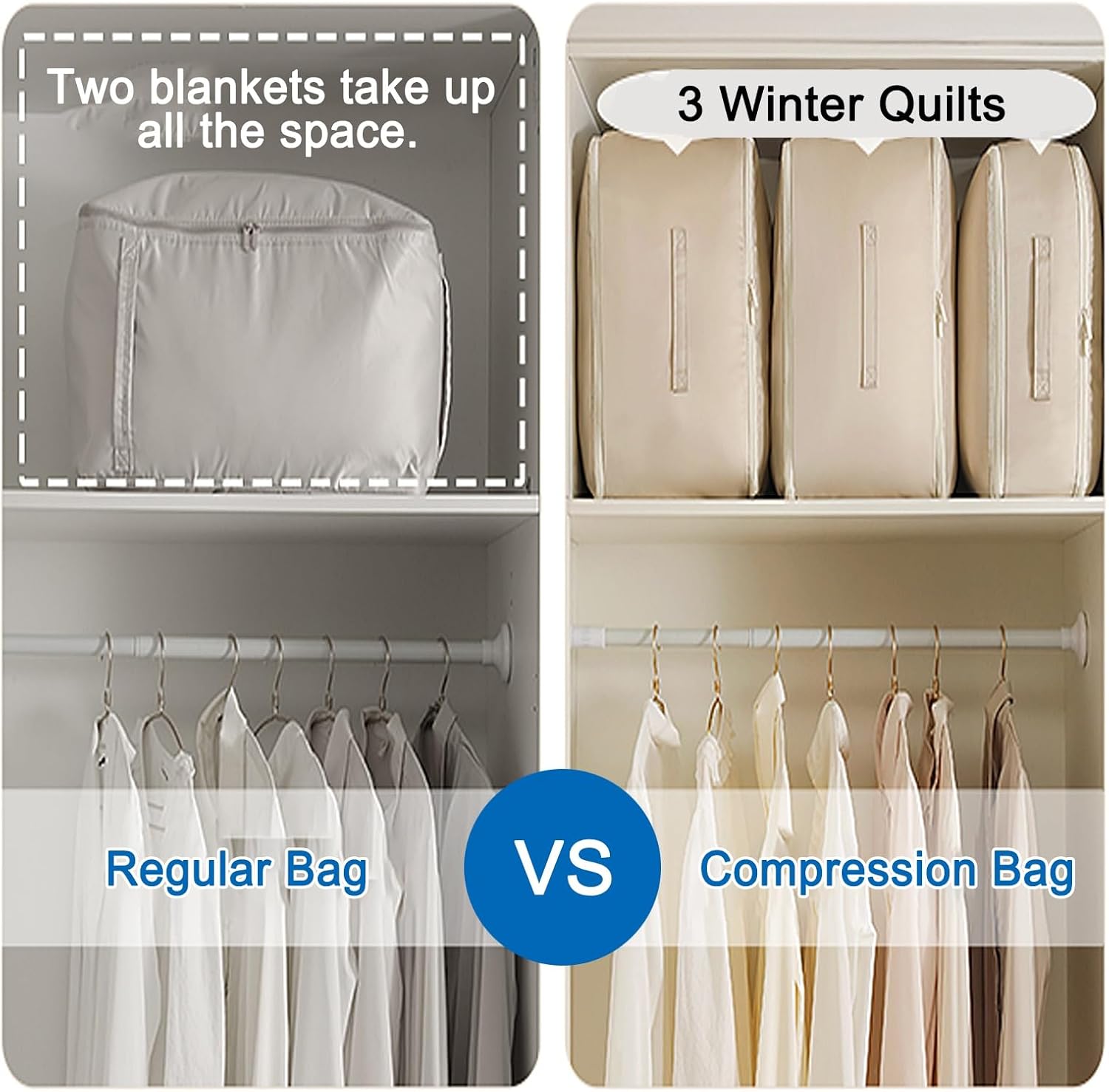 2 Pack Under Bed Clothes Storage, Foldable Underbed Storage, Custom Zippers, Expandable Space, Ideal for Clothes, Quilt, Blanket(Gray,Large)