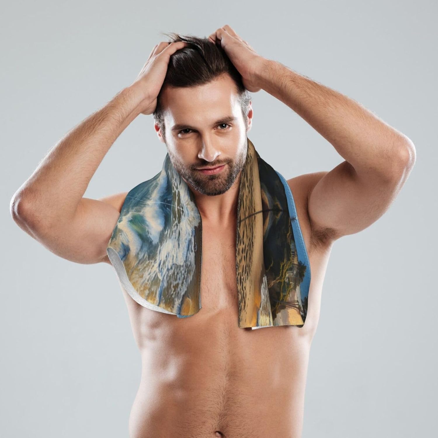 Palm Tree Print Hand Towels for Kitchen, Decorative Bathroom Towels Decor Farmhouse Cute for Men Women Gifts