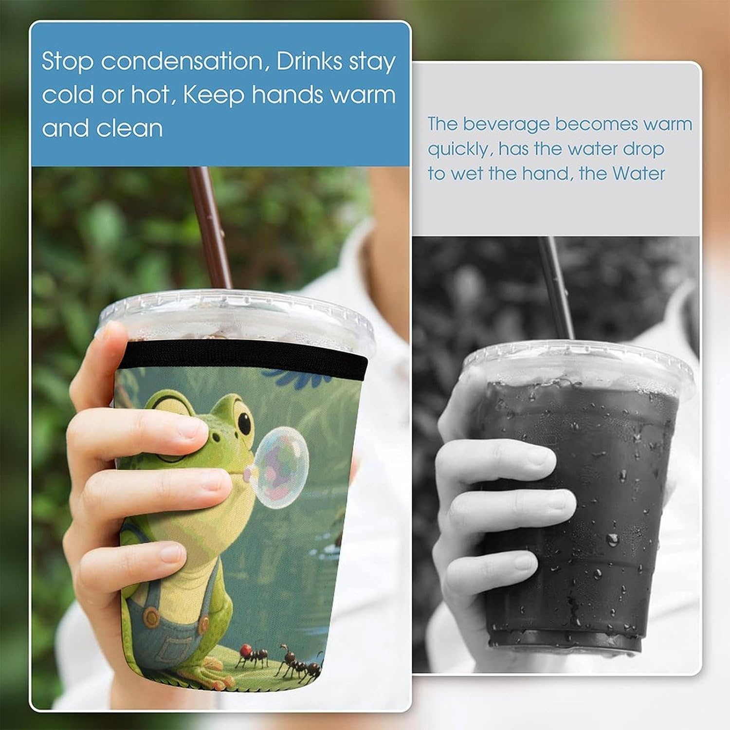 3 Pack Neoprene Cup Sleeves, Stretchy Reusable Drink Cup Cover Universal