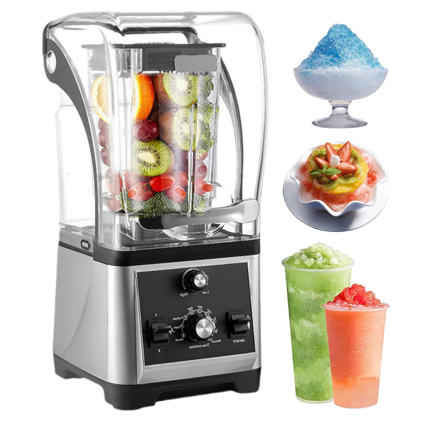 Countertop Smoothie Blender, Heavy Duty Kitchen Mixer, With Sound Enclosure 2200W Stainless Steel Sharp Bladeswith Sealed Soundproof Design For Nut Fruit Vegetable 1.8L