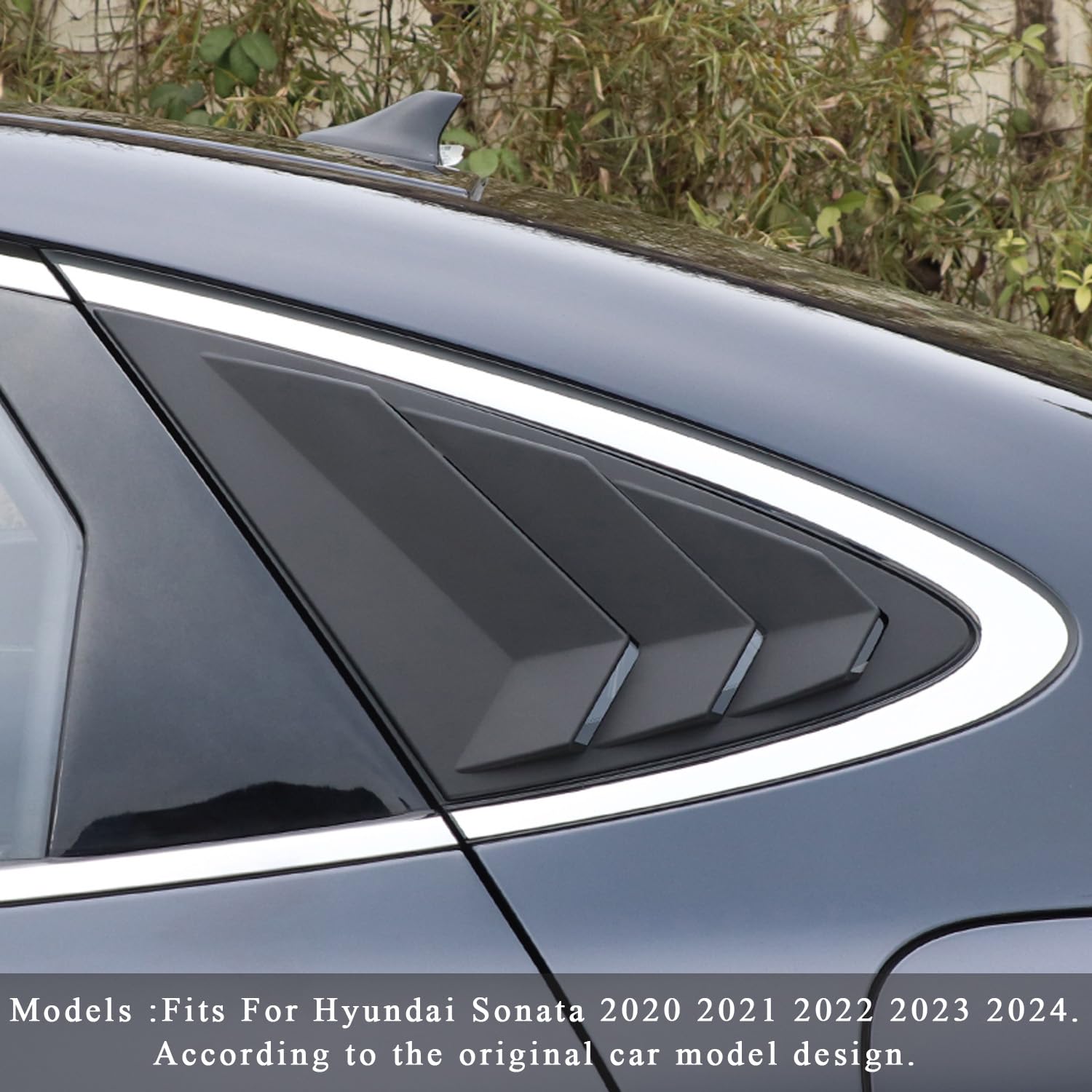 Rifoda for New Sonata Window Louvers Air Vent Scoop Shades Cover Blinds Fit for Hyundai Sonata 2020 2021 2022 2023 2024 Rear Side Window Louvers Decoration Trims ABS Material 2PCS (Matt Black)