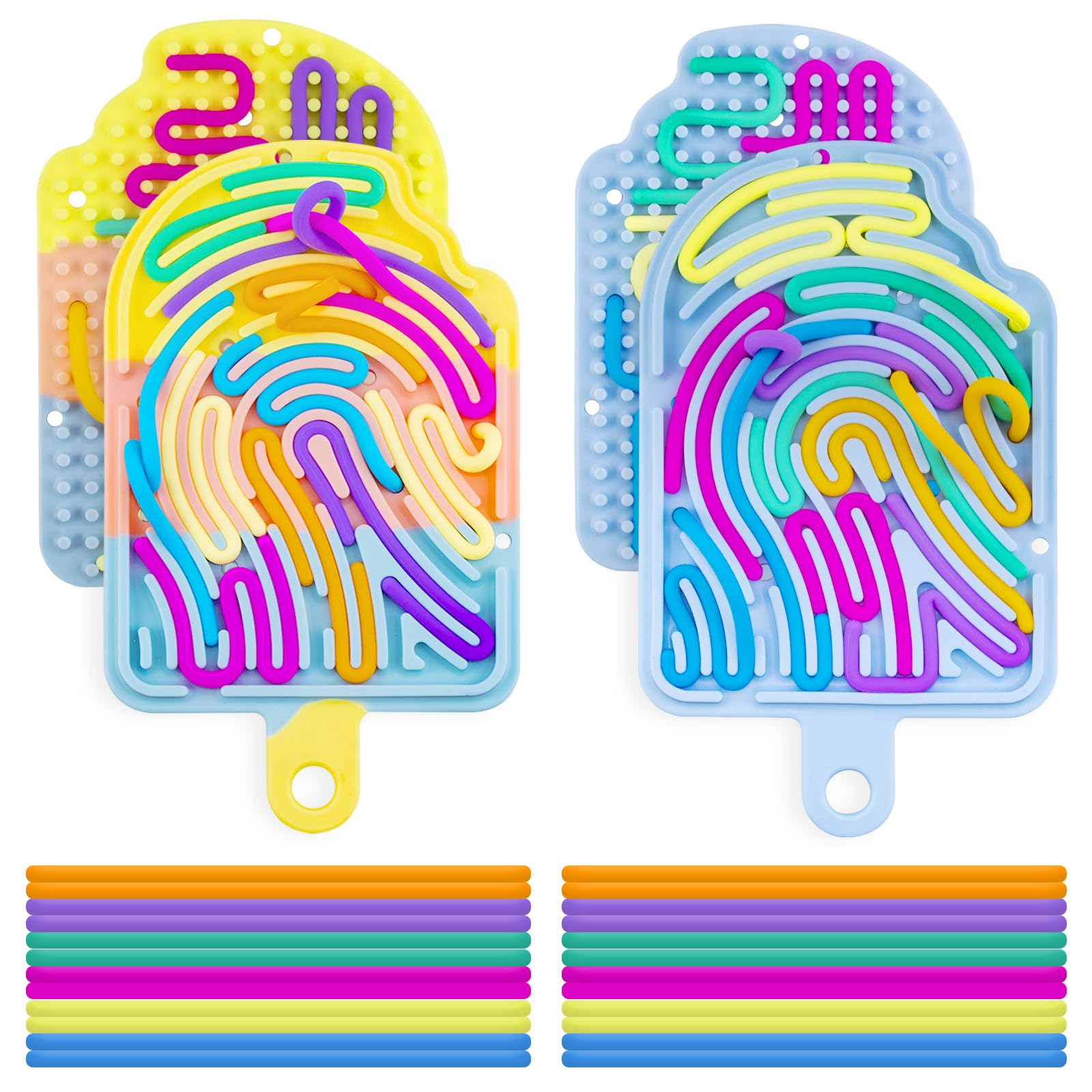 BMSQOFD 2 Pack Sensory Activity Board,Double-Side Silicone Fidget Toys for Stress Relief,Calming,Focus,ADHD and Autism