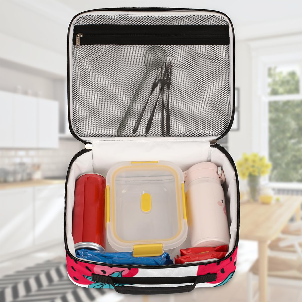 Nanxson Borsa Termica Porta Pranzo 9L/15L/29L Borsa Frigo Pranzo Floreale Lunch Box con Tracolla Regolabile per Campeggio Lavoro Scuola Viaggio (29L,B-Marina Striscia