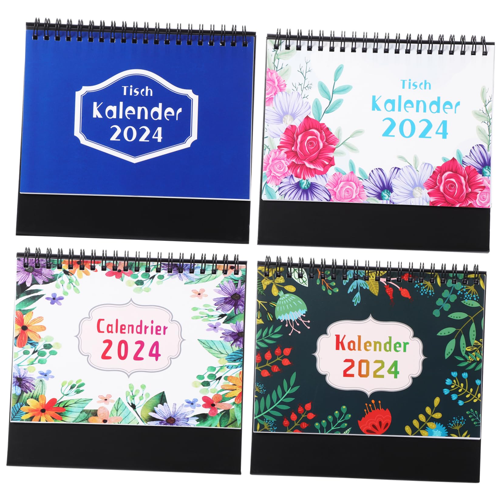 NUOBESTY 4stücke Tischkalender mit Zwei Spiralen Terminkalender für Büro und Zuhause Inklusive Vier Verschiedener Designs als Praktisches Hilfsmittel für Organisation