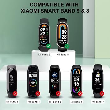 Zoye 8 Pack Straps Compatible with Xiaomi Mi Band 9/Mi Band 8, Colorful Silicone Strap Replacement for Xiaomi Smart Band 9/Smart Band 8 (Pack D)