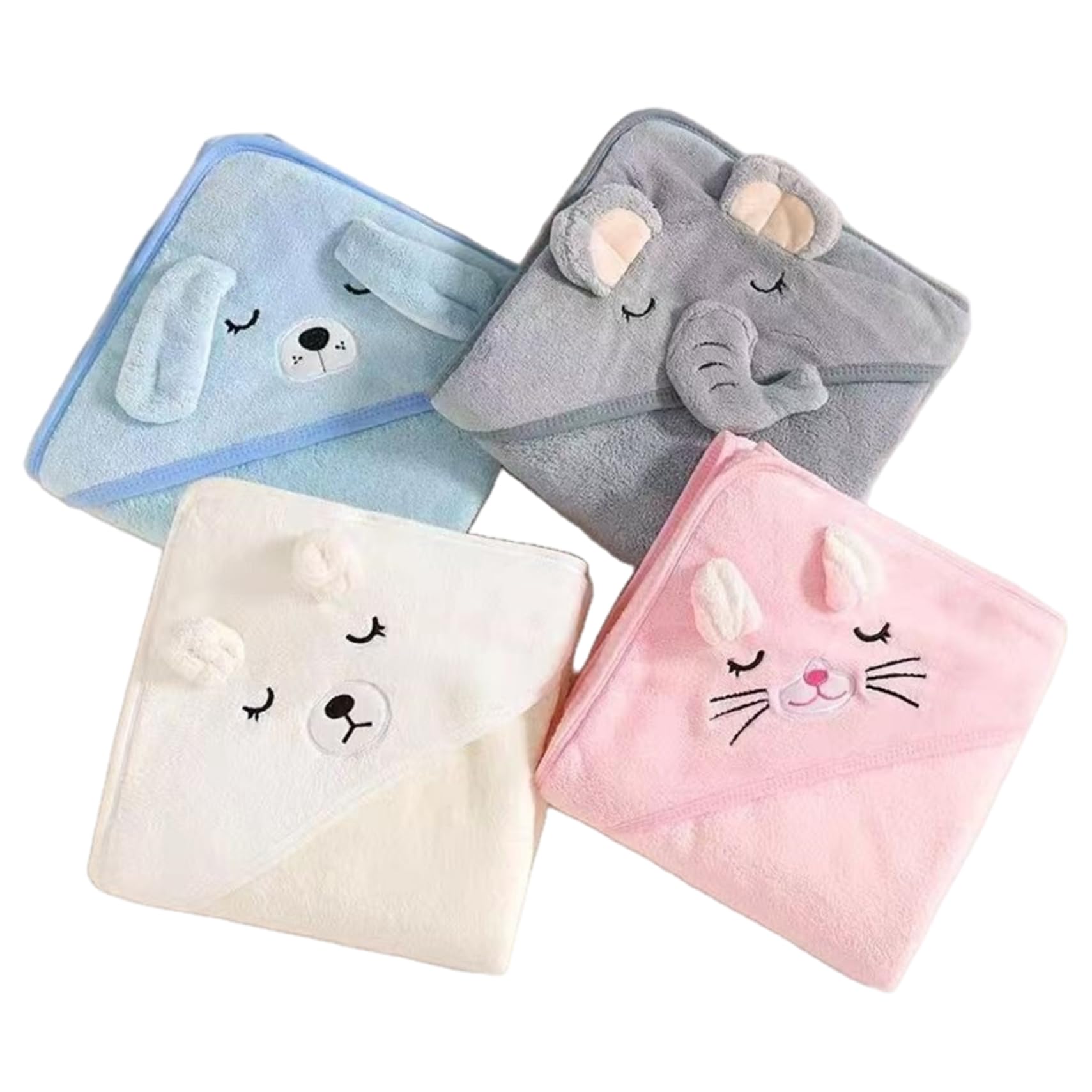 Serviette de bain bébé avec capuche anti-frisson | Lot de 4 en polaire