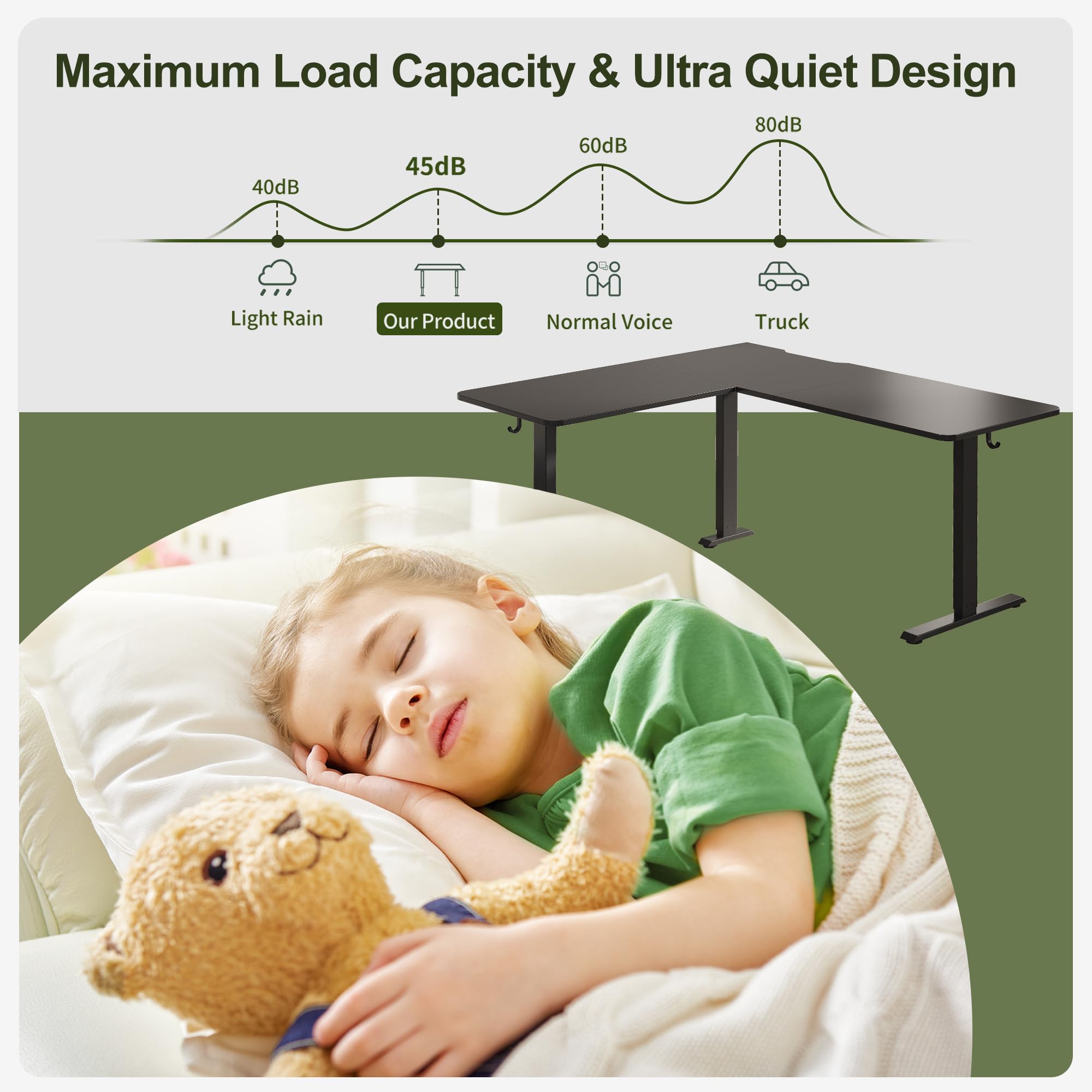 BANTI 63" L Shaped Standing Desk Adjustable Height, Electric Corner Standing Desk, Standing L Desk for Home Office, Black Frame/Black Top