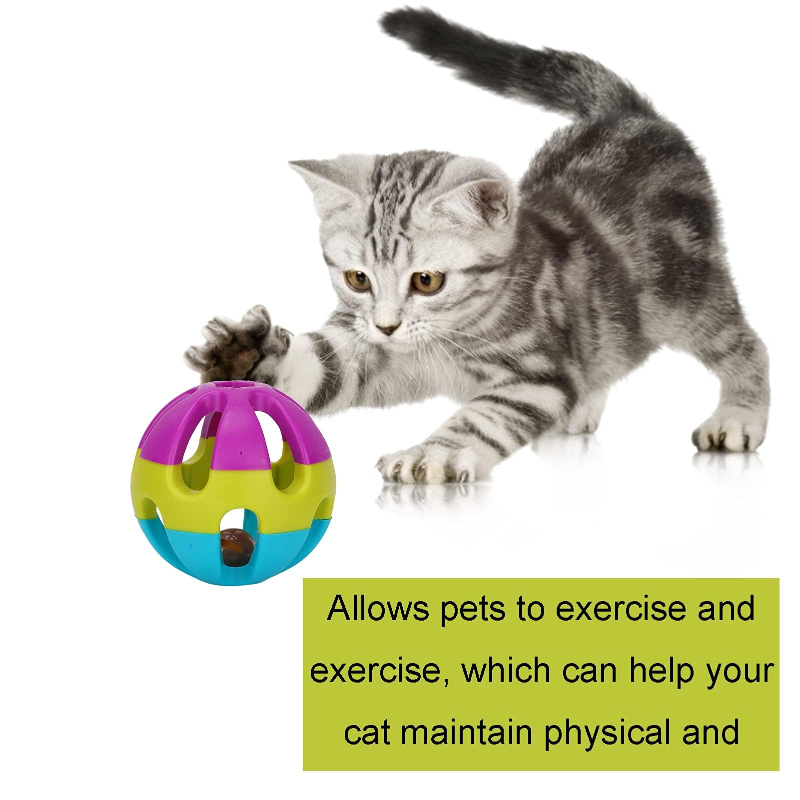Jouet pour chat avec grelot - Balle en plastique pour chat - Jouet pour chat - Jouet pour chat - Jouet pour chat - Jouet pour chat - Jouet pour chat en plastique - Balles de jingle - Jouet pour chat