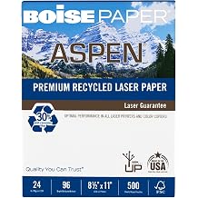 Boise ASPEN Laser Paper, 1 Ream, White, Letter Size 8 1/2" x 11", Ream Of 500 Sheets, 30% Recycled, FSC Certified, 2