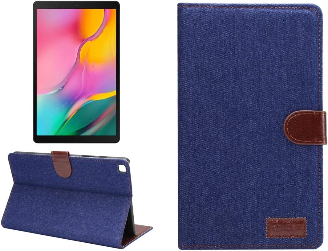 QGT Dibase Denim Texture Horizontal Flip PC + PU Leather Case with Holder & Card Slots & Sleep/Wake-up Function For Galaxy Tab A 8.0 inch (2019) / T290 / T295(Black) (Color : Dark Blue)