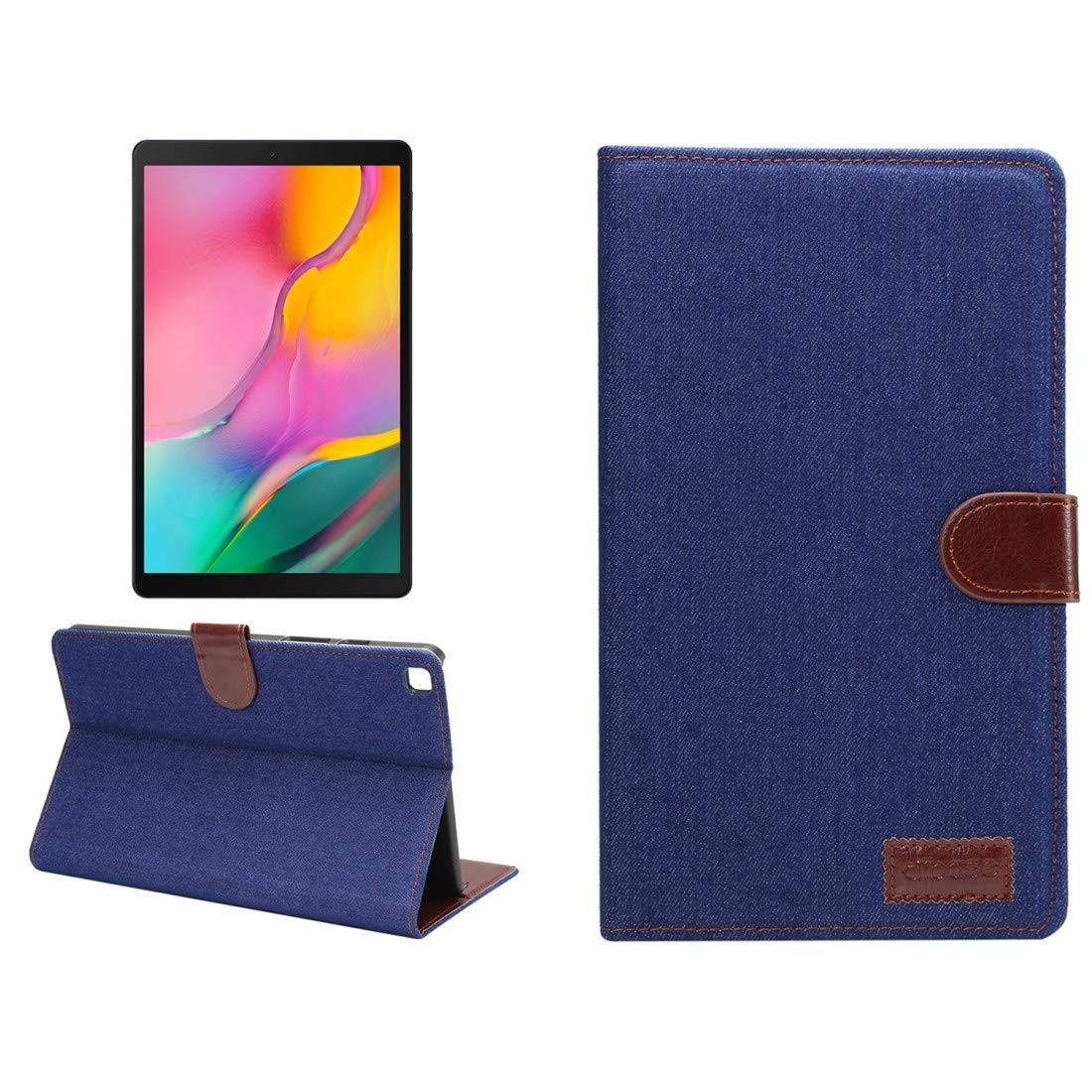 QGT Dibase Denim Texture Horizontal Flip PC + PU Leather Case with Holder & Card Slots & Sleep/Wake-up Function For Galaxy Tab A 8.0 inch (2019) / T290 / T295(Black) (Color : Dark Blue)