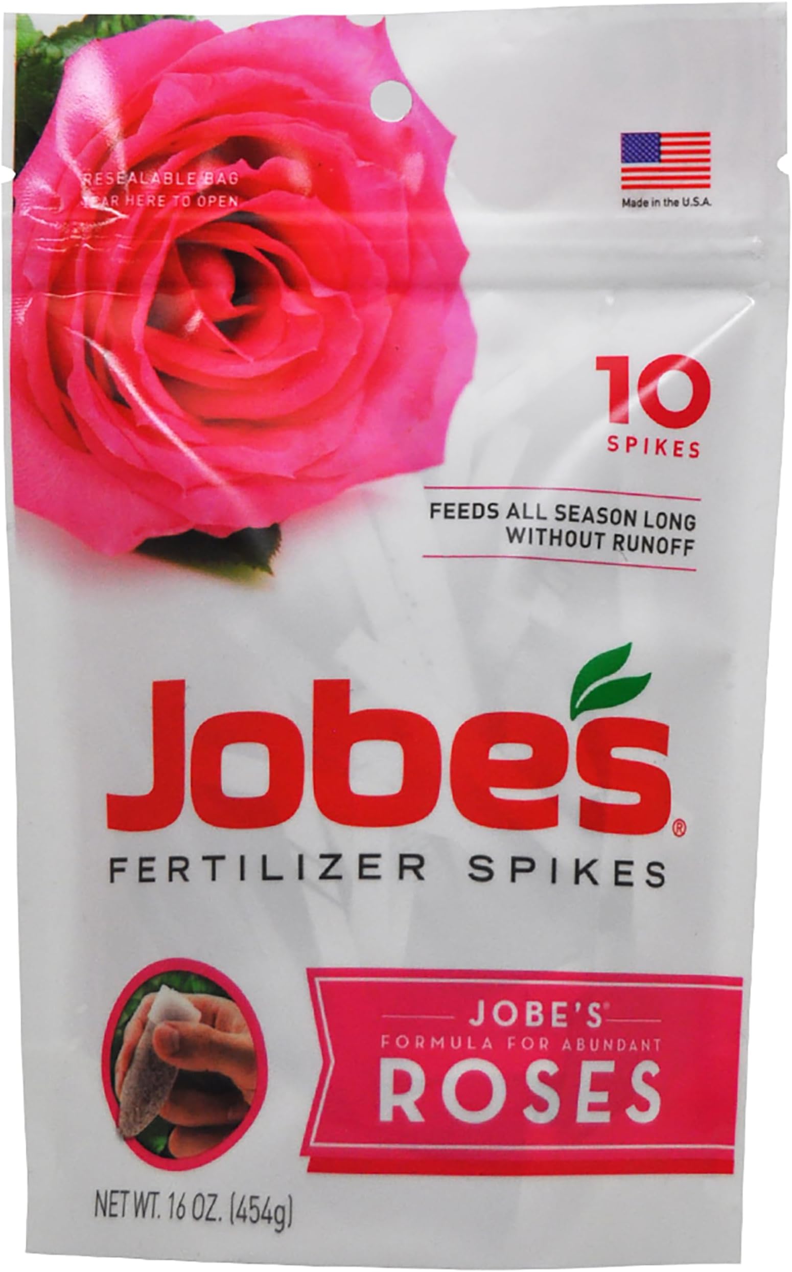 Jobe's Rose Fertilizer Spikes, Easy Plant Care Plant Fertilizer for Rose, Hydrangea, Hibiscus, Azalea, and Other Flowering Shrubs, 10 Count