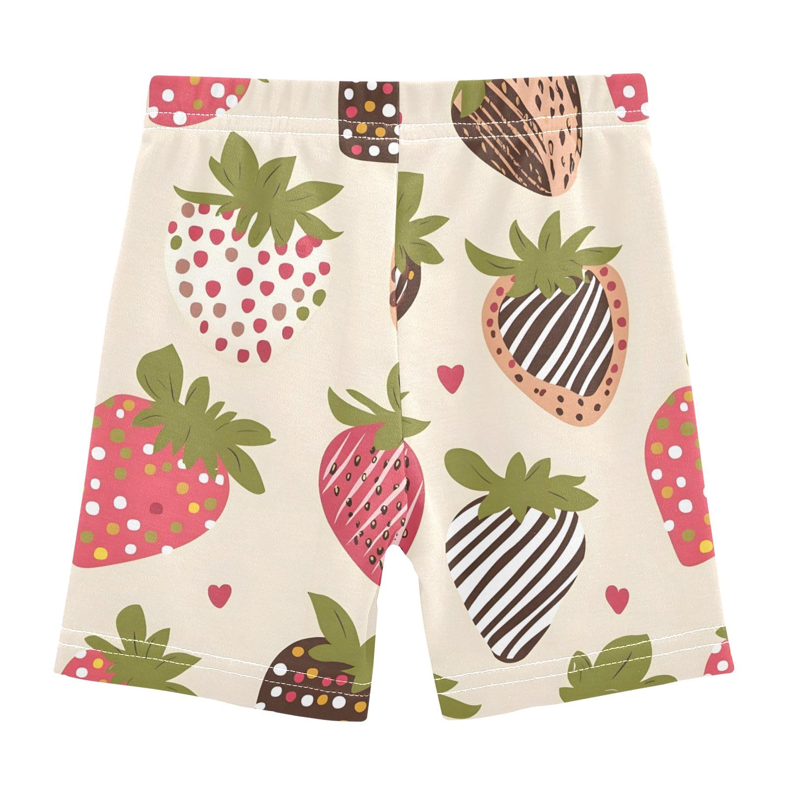 CHIFIGNO Girls Breathable Cartwheel Shorts Kids Bike Shorts Under Dress Dance Short Cute Chocolate Strawberries 5T