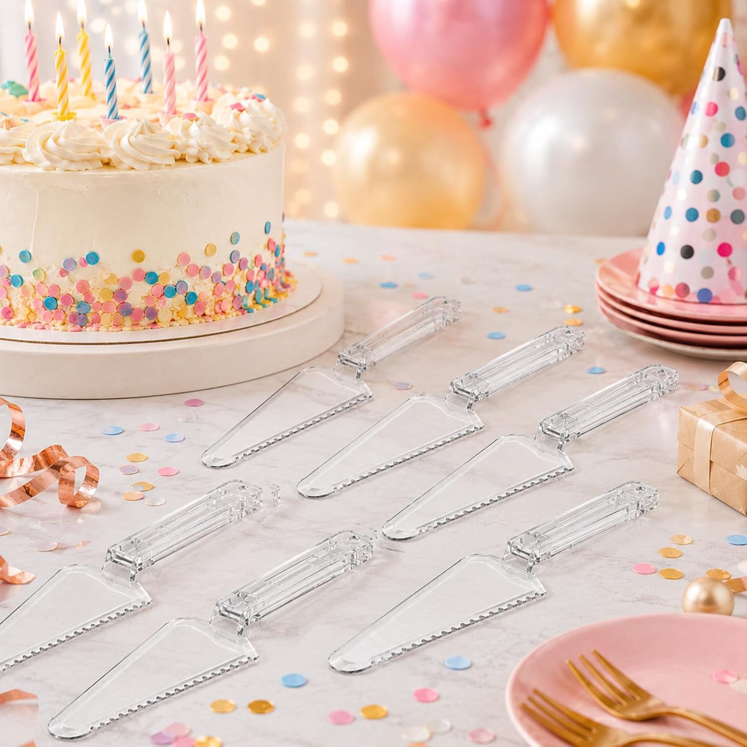 6Pcs Plastic Cake Cutter Disposable Cake Pie Server Cutter