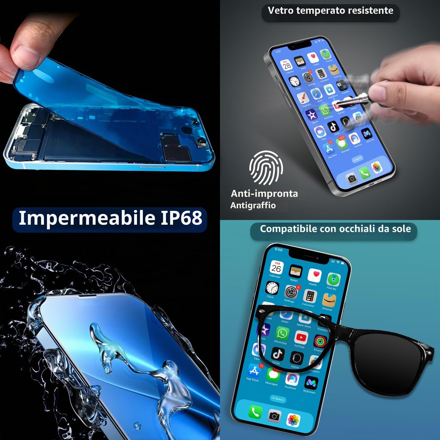 Brinonac Display per iPhone 12/12 PRO, 6,1 Pollici Schermo LCD Full HD, Set di Montaggio del Digitalizzatore Touch con Attrezzi di Riparazione