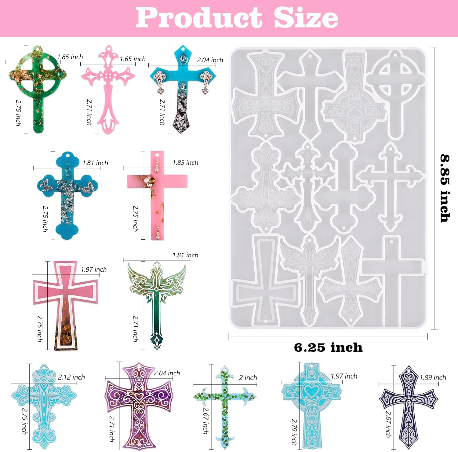 Cross Resin Molds,12 Cavity Epoxy Resin Cross Molds image 3