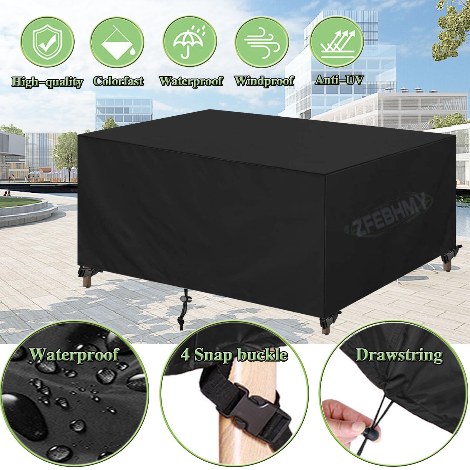 Housse Salon De Jardin,420D Oxford Tissu Imperméable Bâche De