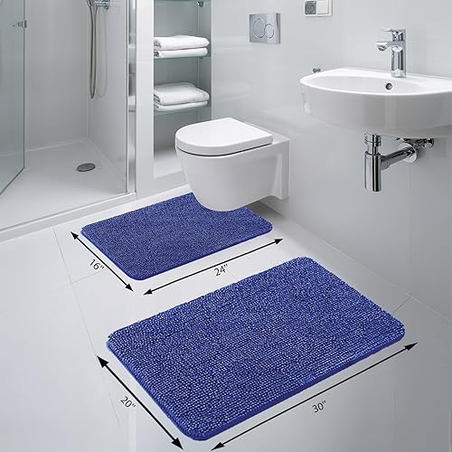 Miniatura 2 de Alfombrilla de baño de felpilla antideslizante, ultra absorbente, de secado rápido y lavable a máquina para bañoducha (16-24 pulgadas)