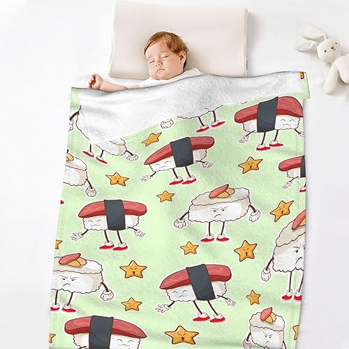 Vista 62 de Manta de sushi para regalo, manta de franela ultra suave y acogedora, manta de forro polar ligera y mullida, manta de felpa cálida para sofá, cama