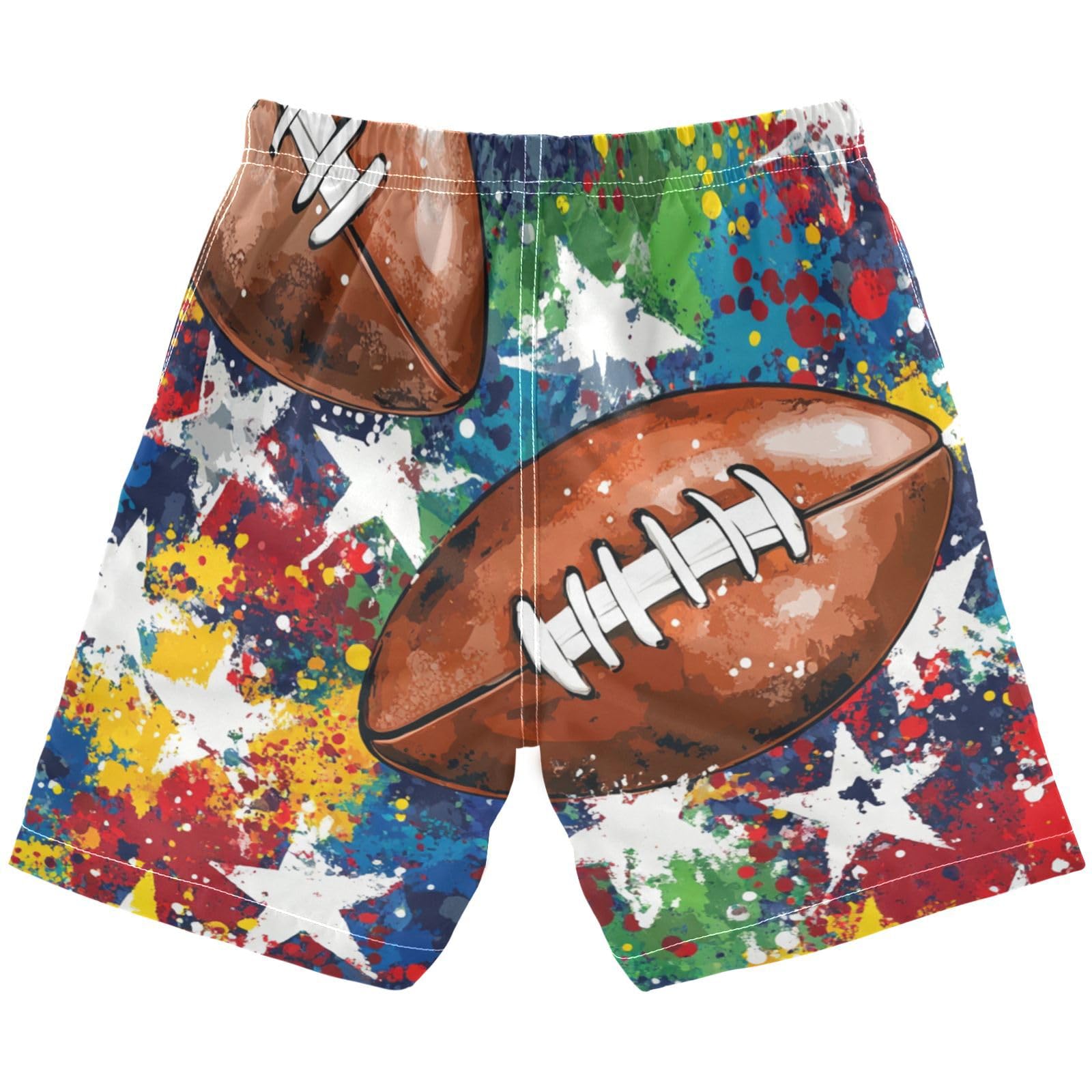 Jucciaco Boys Beach Board Shorts Rugby Graffiti Star Football Swim Trunk Teen Swimwear