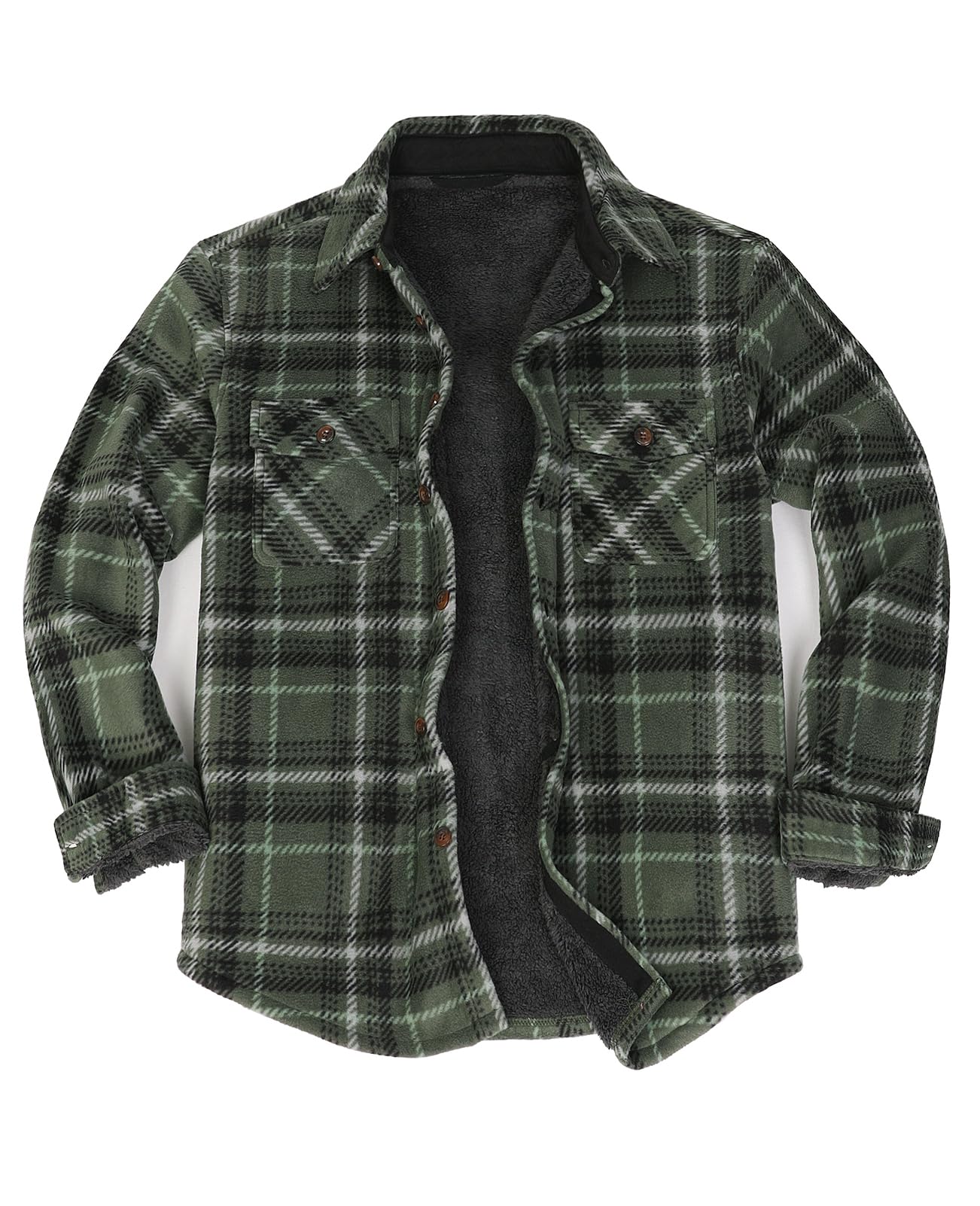 Men's Warm Sherpa Lined Plaid Shirt Jacket