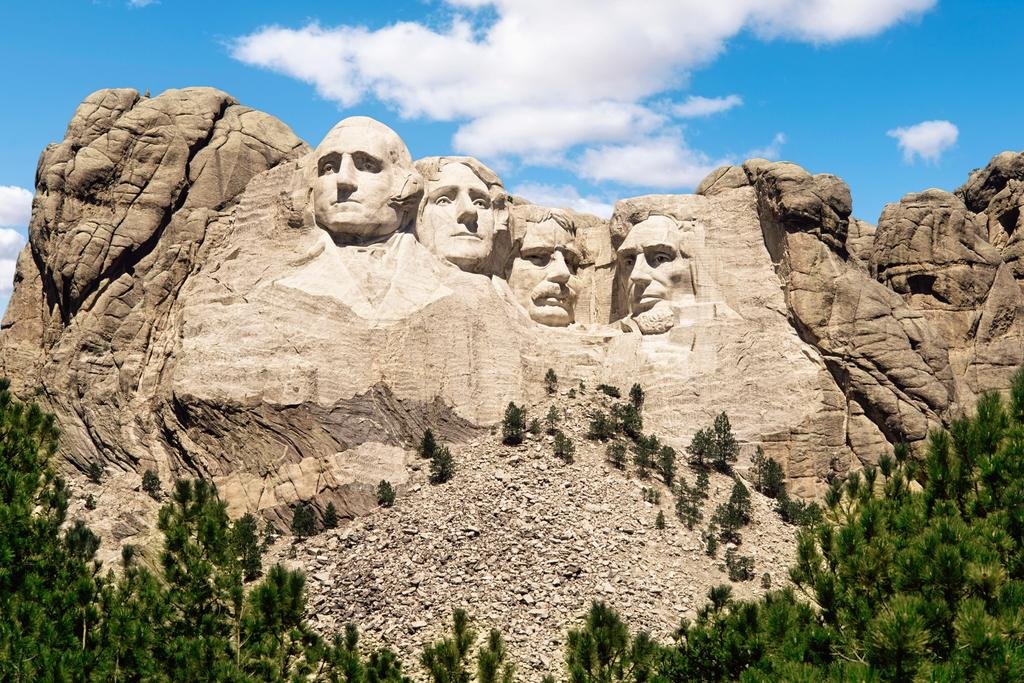 Mount Rushmore National Memorial Under Blue Skies Black Hills Photo Photograph Cool Wall Decor Art Print Poster 36x24