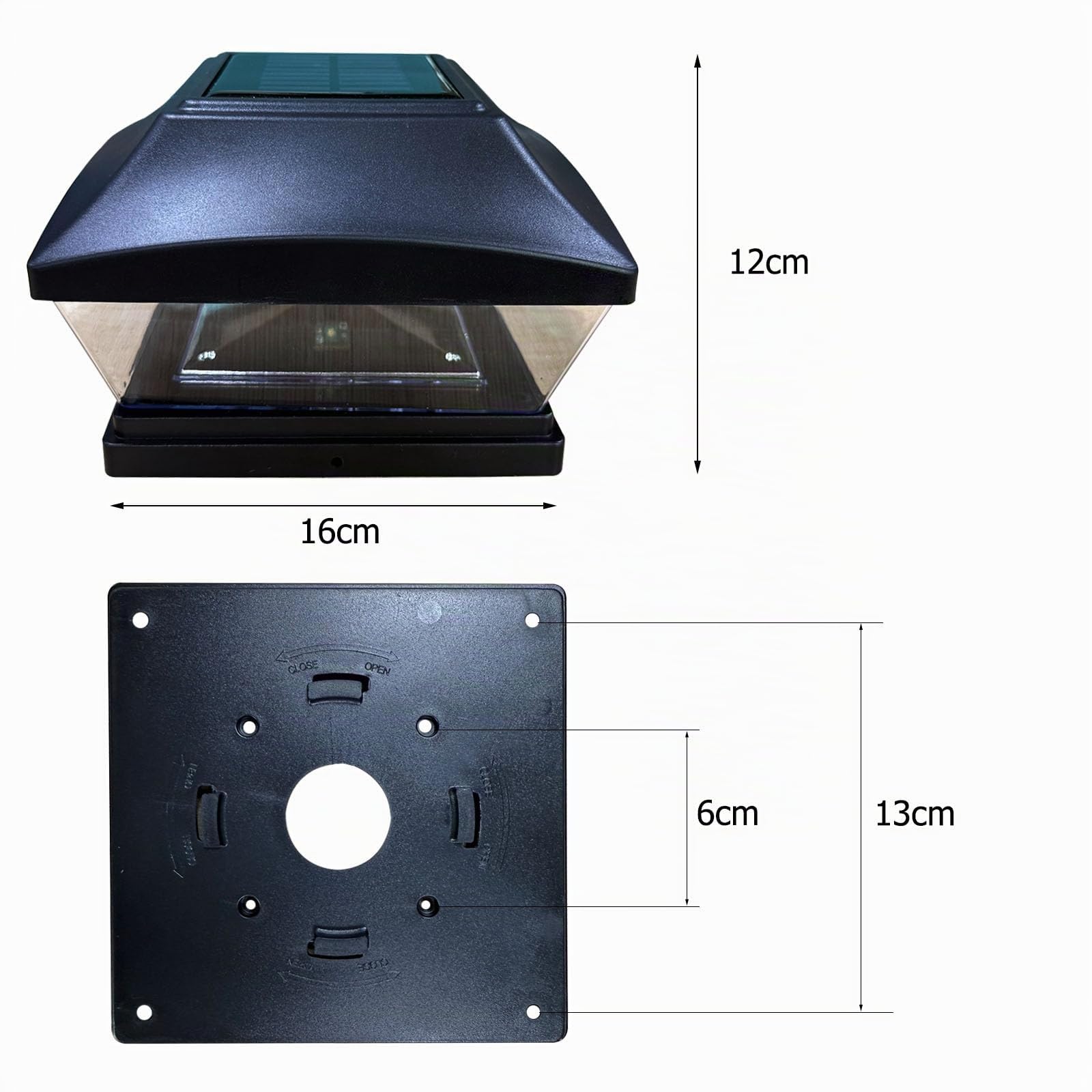 XVZ Luces solares de poste, 4PCS IP65 impermeable lámparas solares para exteriores, luces LED solares, decoración de jardín para jardín, terraza, valla, postes de madera - Negro