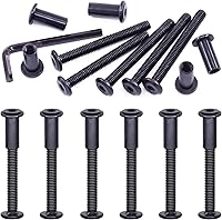 Vista 18 de Swpeet Juego surtido de 25 tornillos de acero al carbono M6x20mm de acero al carbono, tornillos hexagonales negros, tuercas de barril con 1 llave